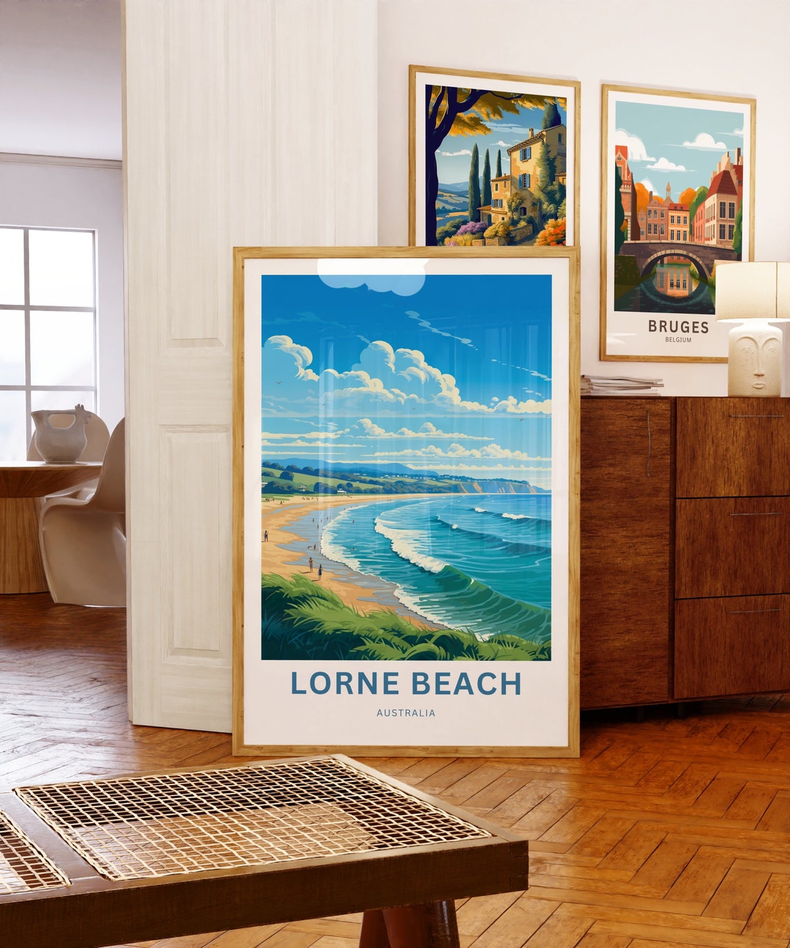 Lorne Beach Australia Curving Sandy Shore Cliffs Custom Travel Poster - Image 5