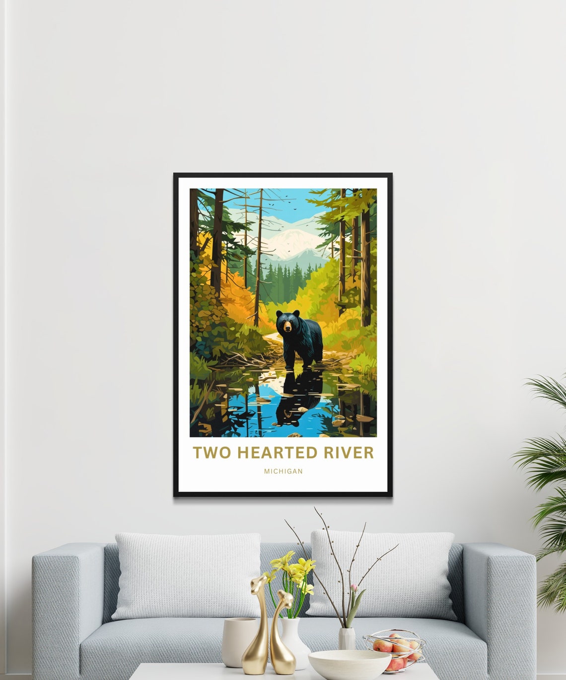 Personalized Two Hearted River Black Bear Custom Vintage Travel Poster - Image 4