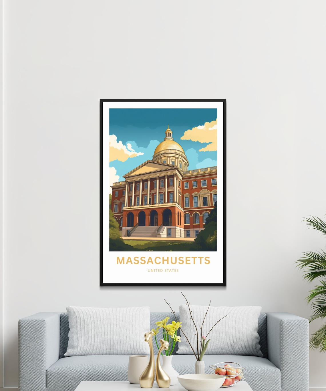 Boston Massachusetts Skyline Autumn Park Colorful Travel Poster - Image 3