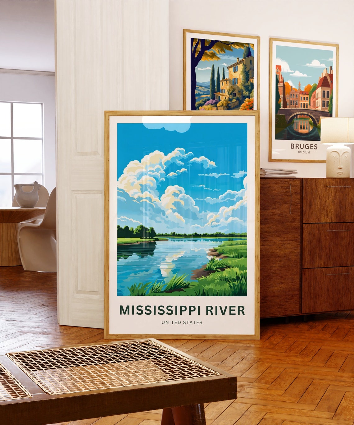 Mississippi River Dramatic Cloud Landscape Vintage Travel Poster - Image 5