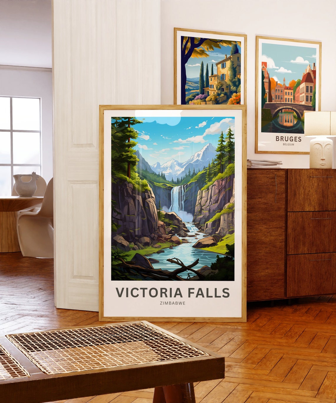 Victoria Falls Zimbabwe Rocky Gorge Waterfall Vintage Nature Poster - Image 5