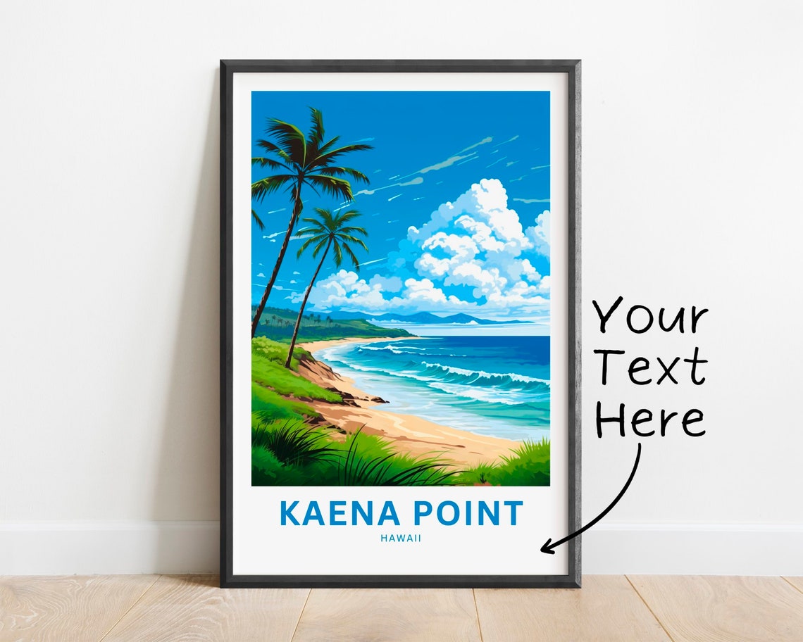 Kaena Point Hawaii Customizable Tropical Beach Travel Poster Artwork