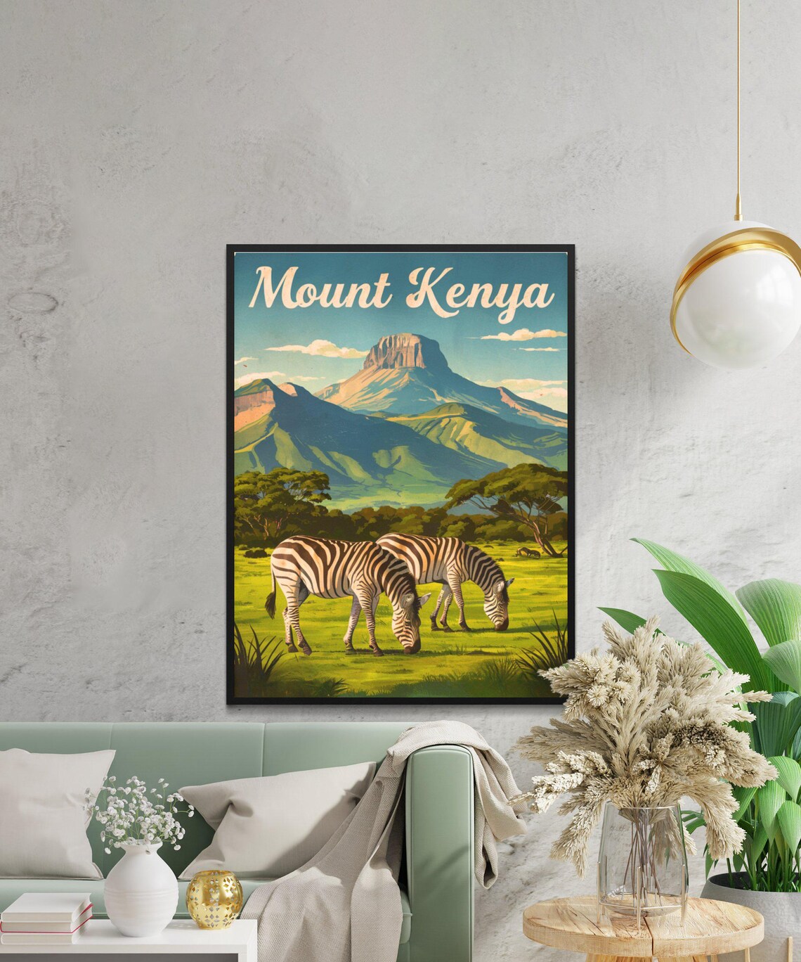 Mount Kenya Africa Safari Zebras Mountain Savannah Travel Poster - Image 3