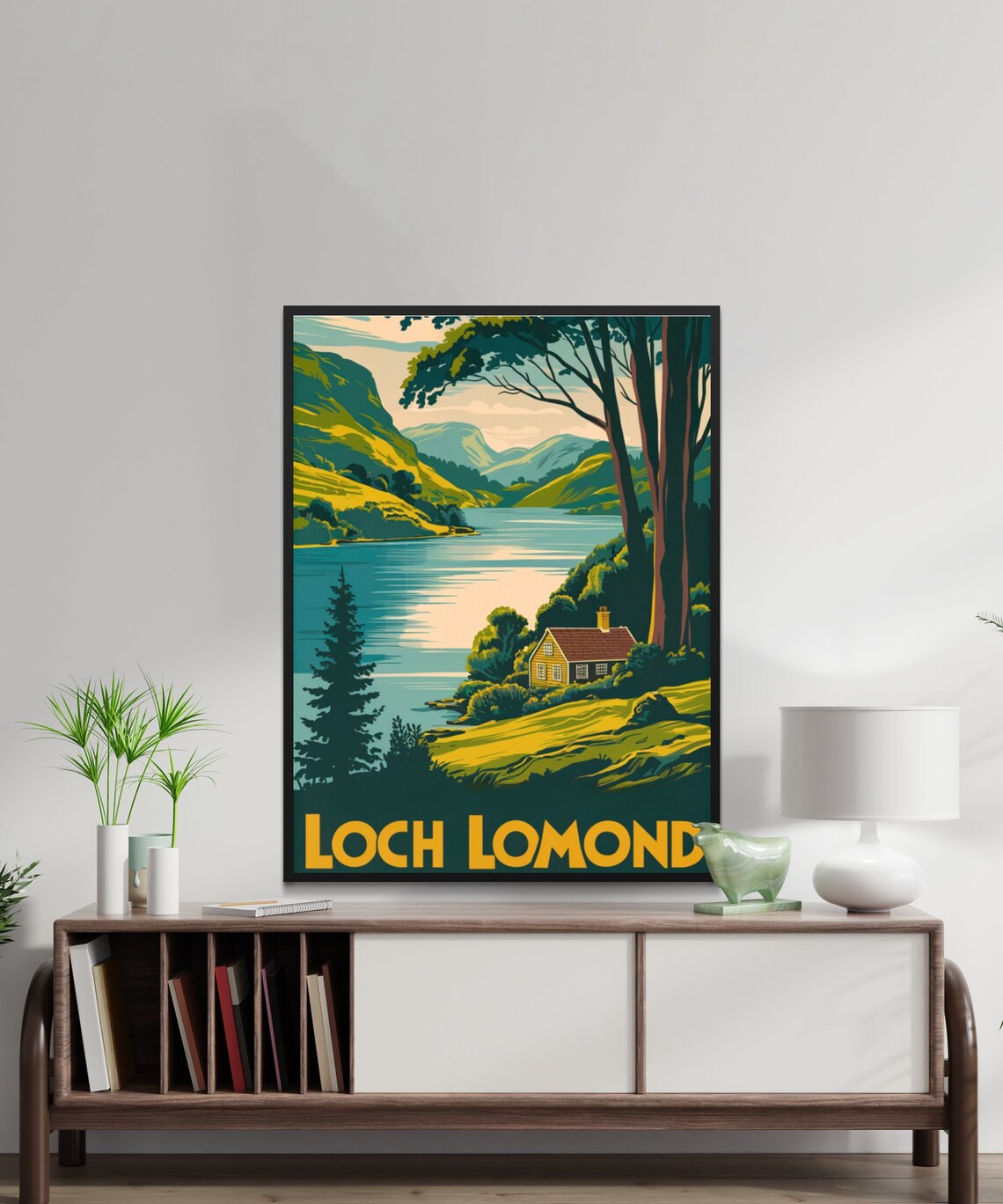 Loch Lomond Scotland Vintage Lakeside Cabin Woodland View Poster - Image 2