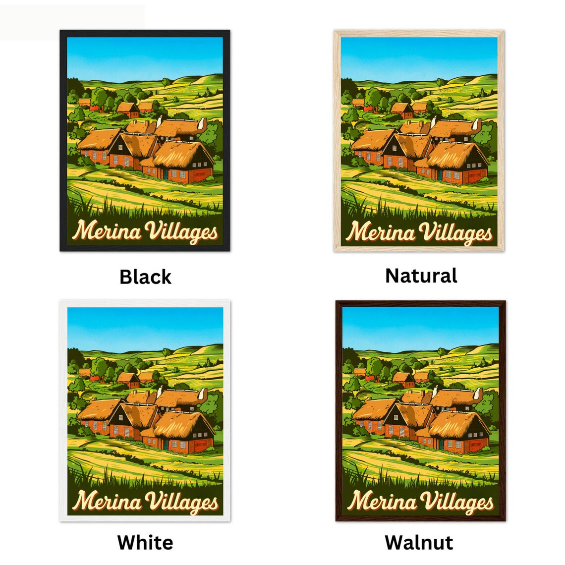 Merina Villages Madagascar Vintage Travel Poster Thatched Homes Hills - Image 4