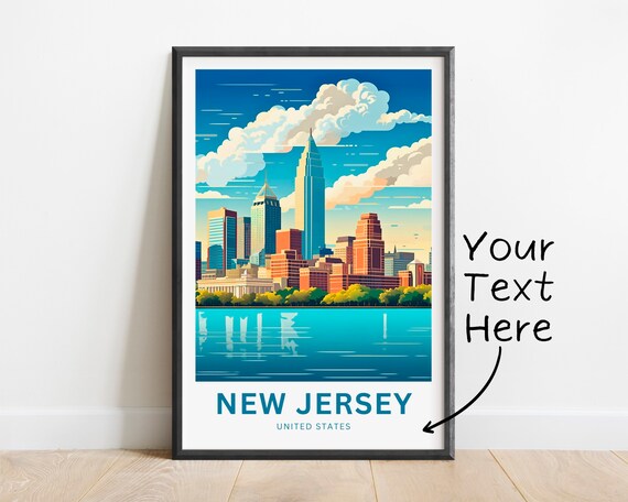 Personalized New Jersey Daytime Skyline Waterfront Park Poster