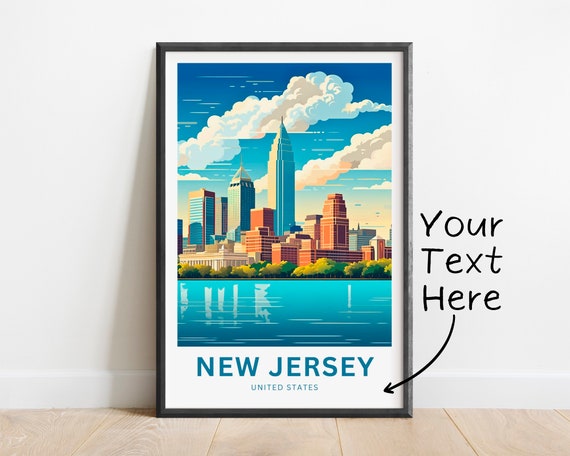 Personalized New Jersey Travel Print New Jersey Poster United States Wall Art Framed Present Gift United States Present