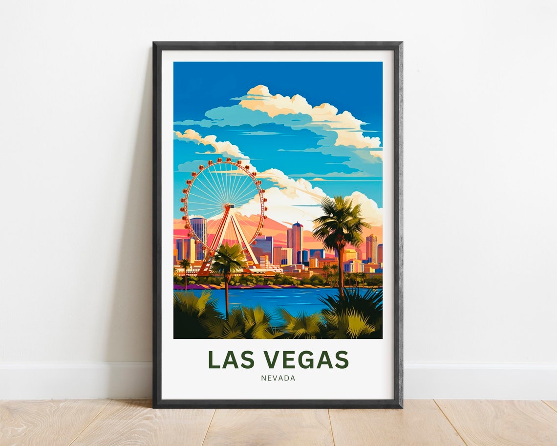 Las Vegas Nevada High Roller Ferris Wheel Cityscape Sunset Poster