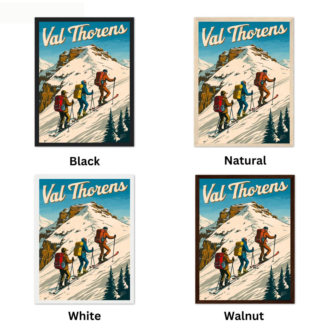 Val Thorens France Vintage Ski Touring Backcountry Art Travel Poster - Image 4