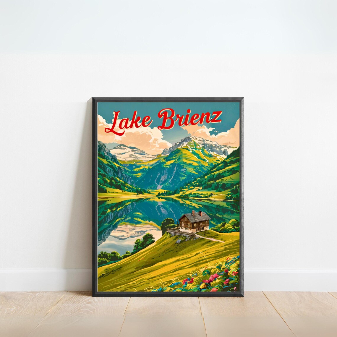 Lake Brienz Hilltop Chalet Mirror Lake Vintage Travel Poster
