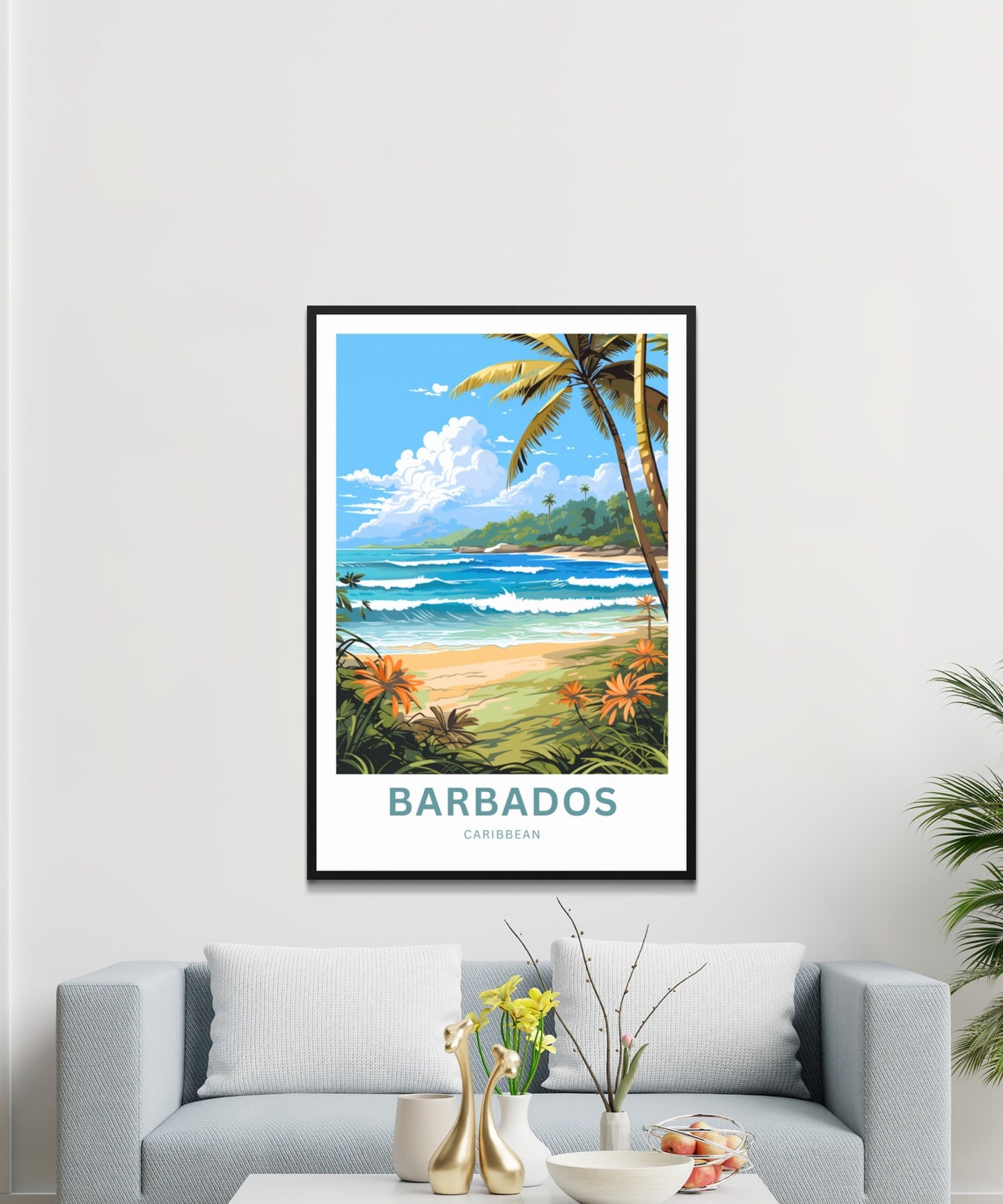 Personalized Barbados Travel Print Barbados Poster Caribbean Wall Art Framed Present Gift Caribbean Present - Image 3