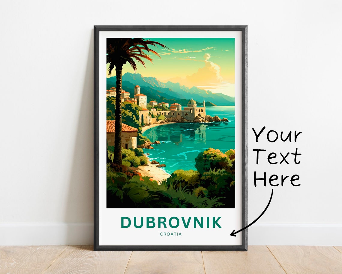 Dubrovnik Croatia Walled City Cliffside Harbor Personalized Poster
