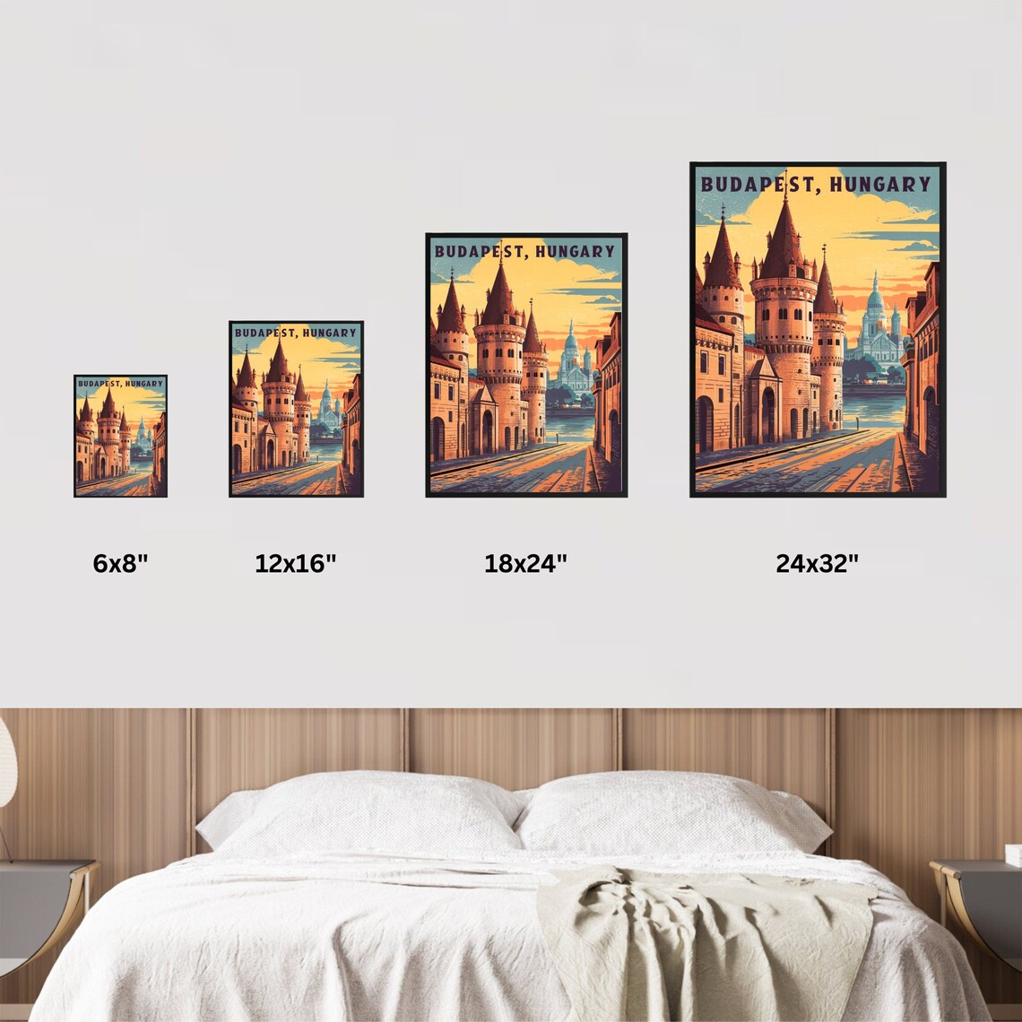 Budapest Hungary Castle Towers Basilica Dome Vintage Poster Art - Image 4