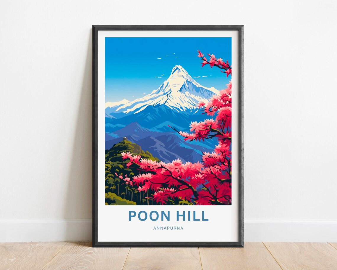 Poon Hill Annapurna Rhododendron Mountain View Travel Poster
