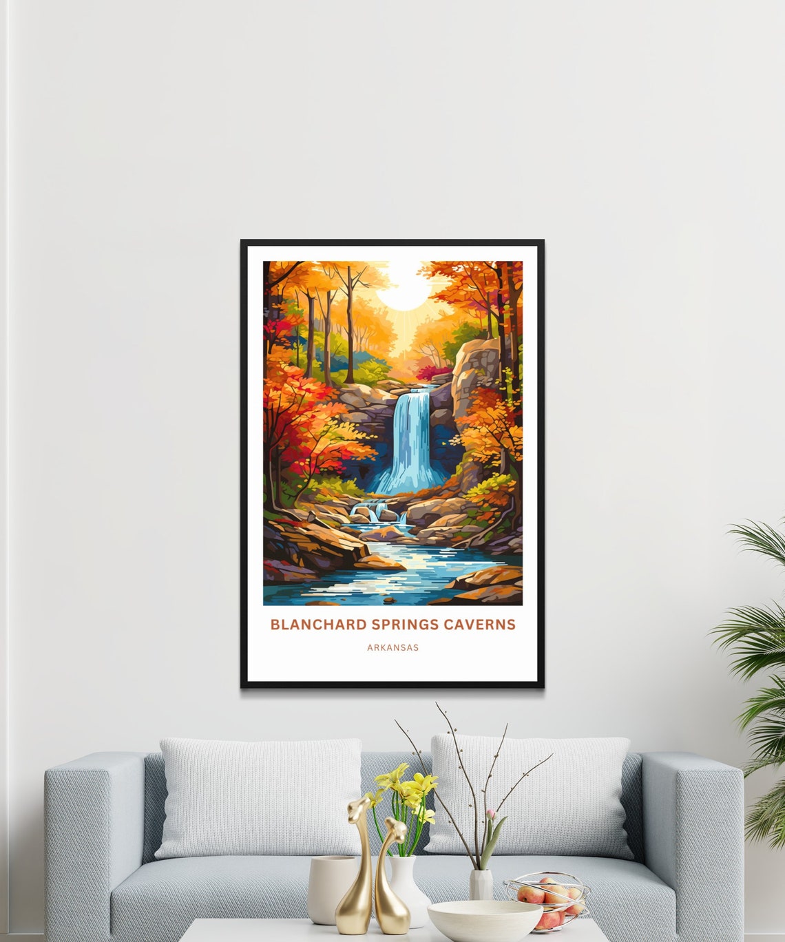 Personalized Blanchard Springs Caverns Arkansas Falls Travel Poster - Image 3