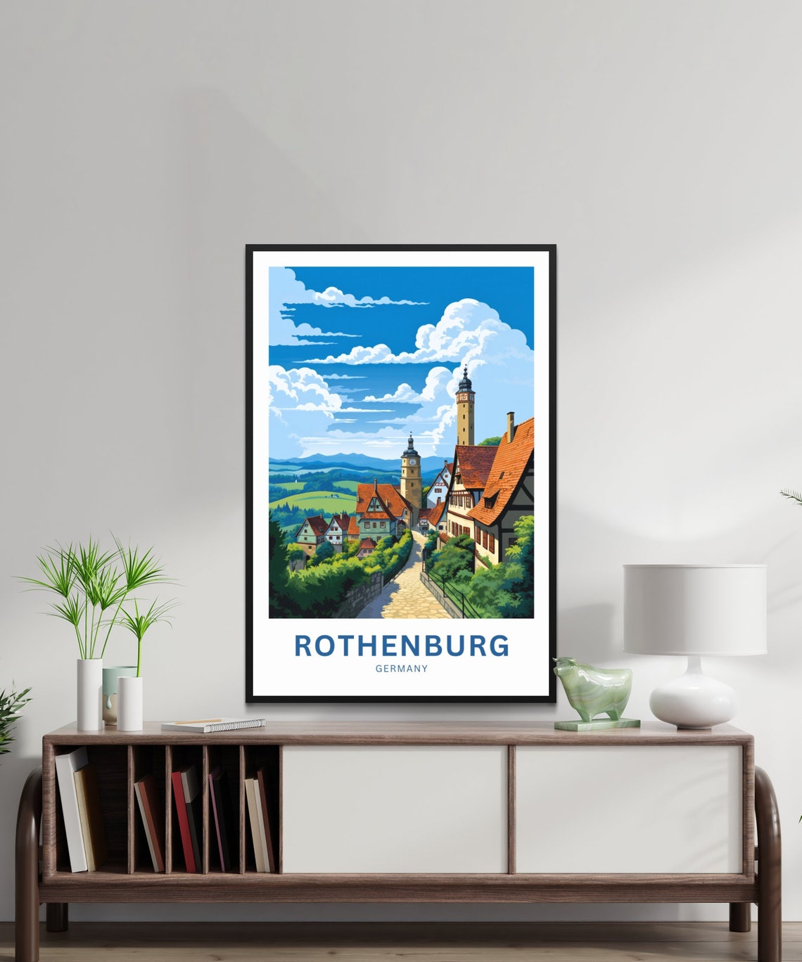 Rothenburg Germany Clock Tower Medieval Red Rooftops Old Town Poster - Image 3