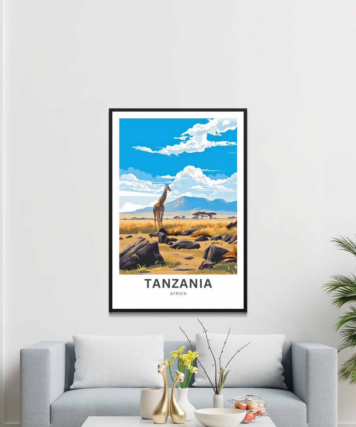 Personalized Tanzania Travel Print Tanzania Poster Ngorongoro Wall Art Framed Present Gift Africa Present - Image 3