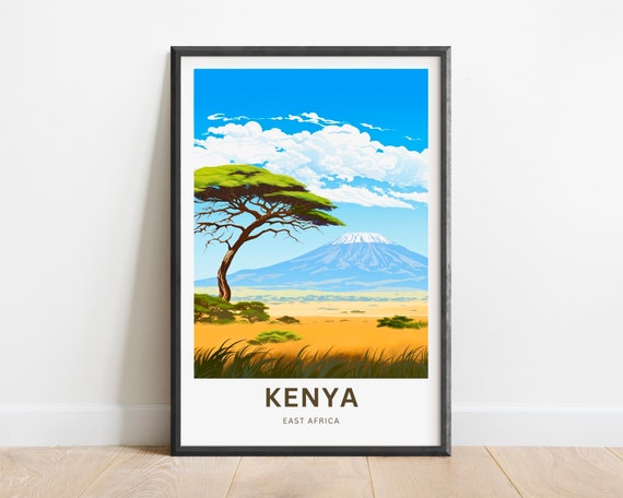 Kenya Travel Print Kenya Poster East Africa Wall Art Framed Present Gift Africa Decor Present Customize Your Text