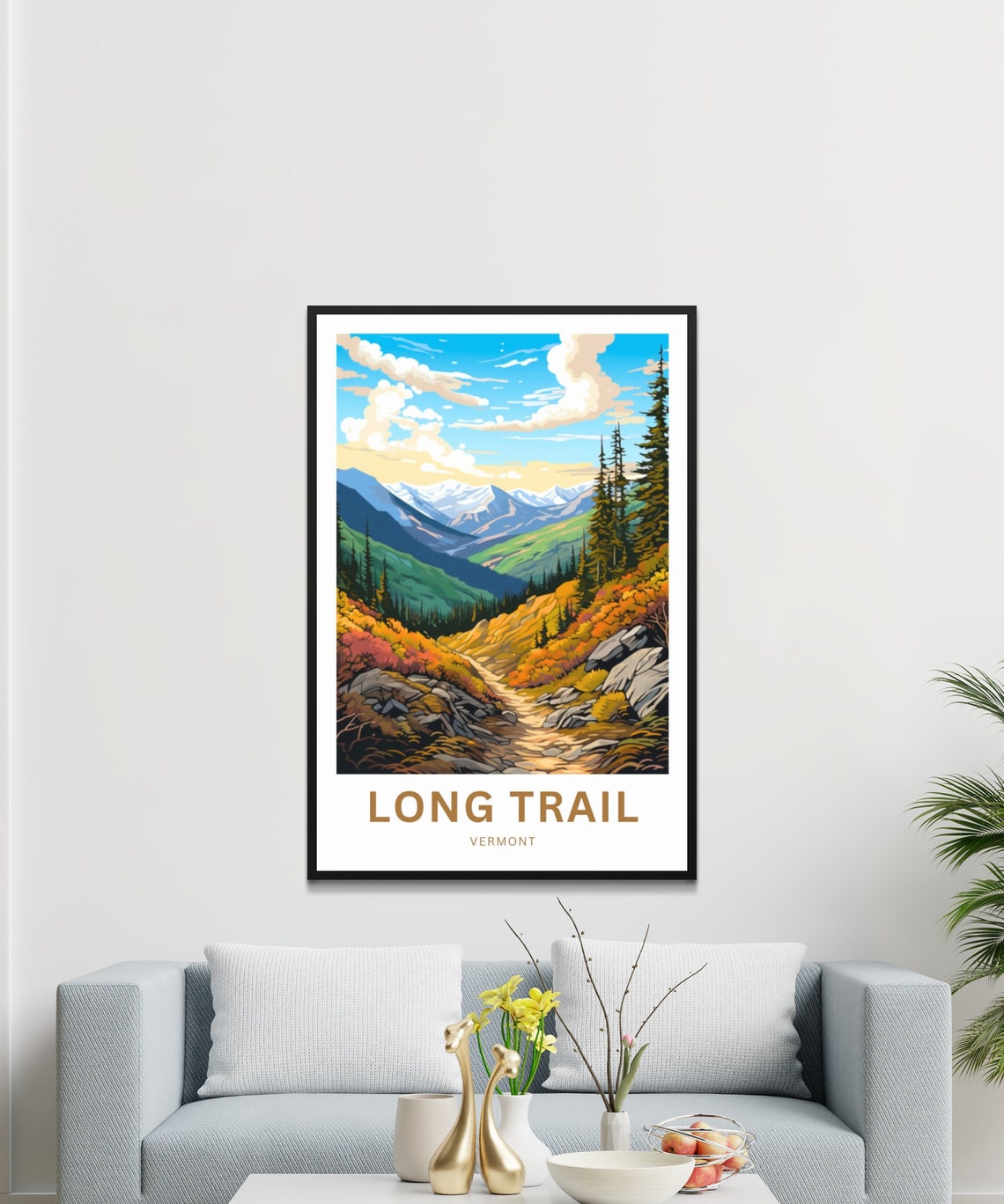 Long Trail Travel Print Long Trail Poster Vermont Wall Art Framed Present Gift Vermont Present - Image 3