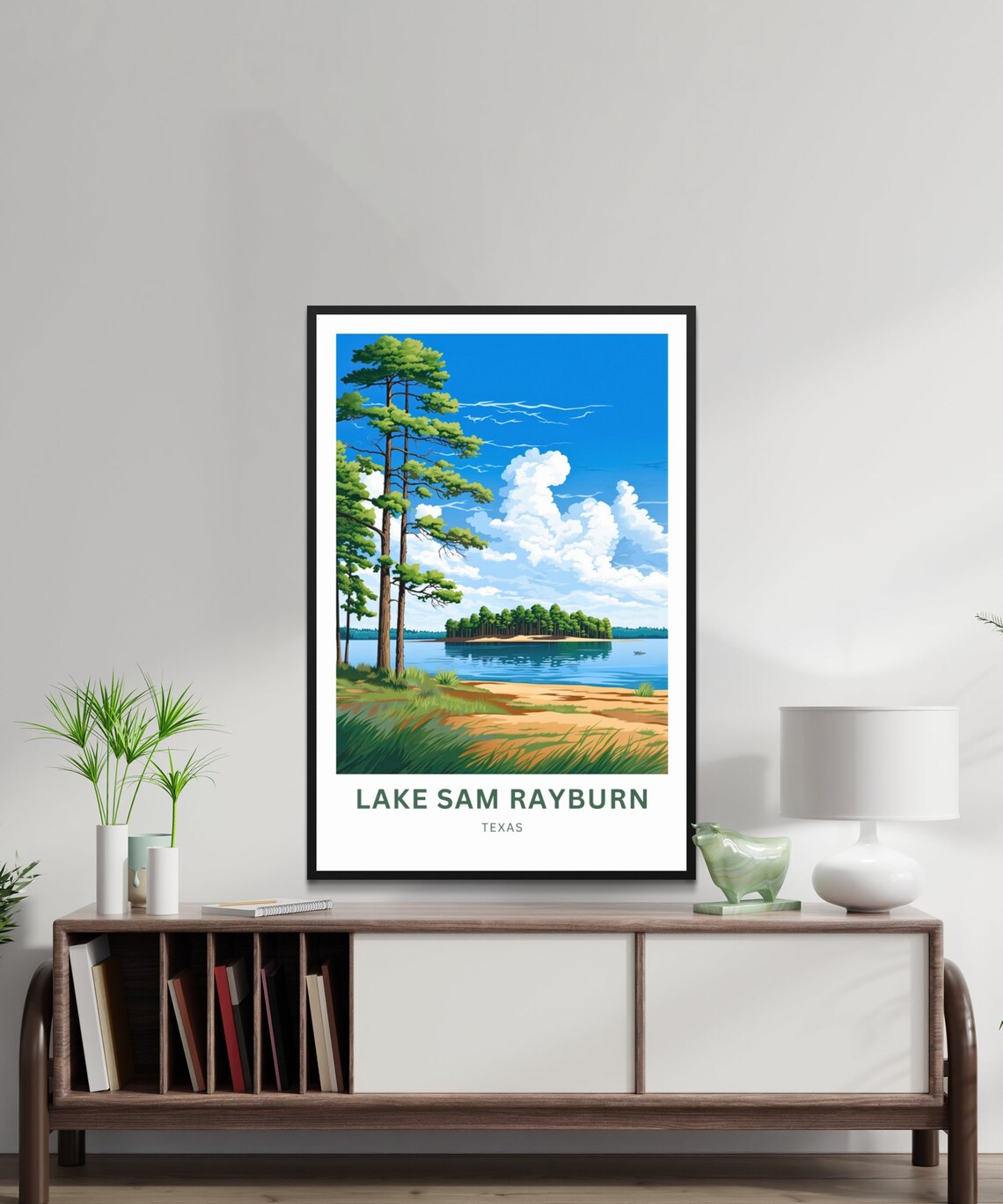 Lake Sam Rayburn Texas Pine Tree Lakeside Scenic Travel Poster - Image 2