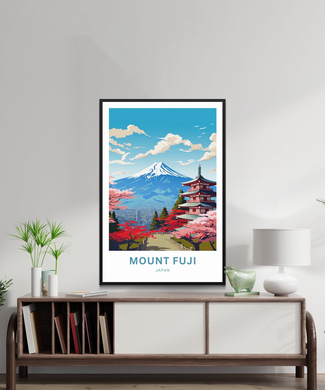 Personalized Mount Fuji Japan Pagoda Cherry Blossom Scene Poster - Image 2