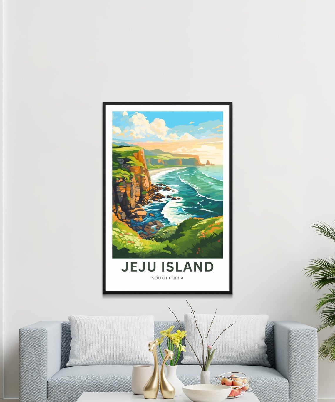 Jeju Island South Korea Rugged Sea Cliffs Turquoise Coast Poster - Image 3