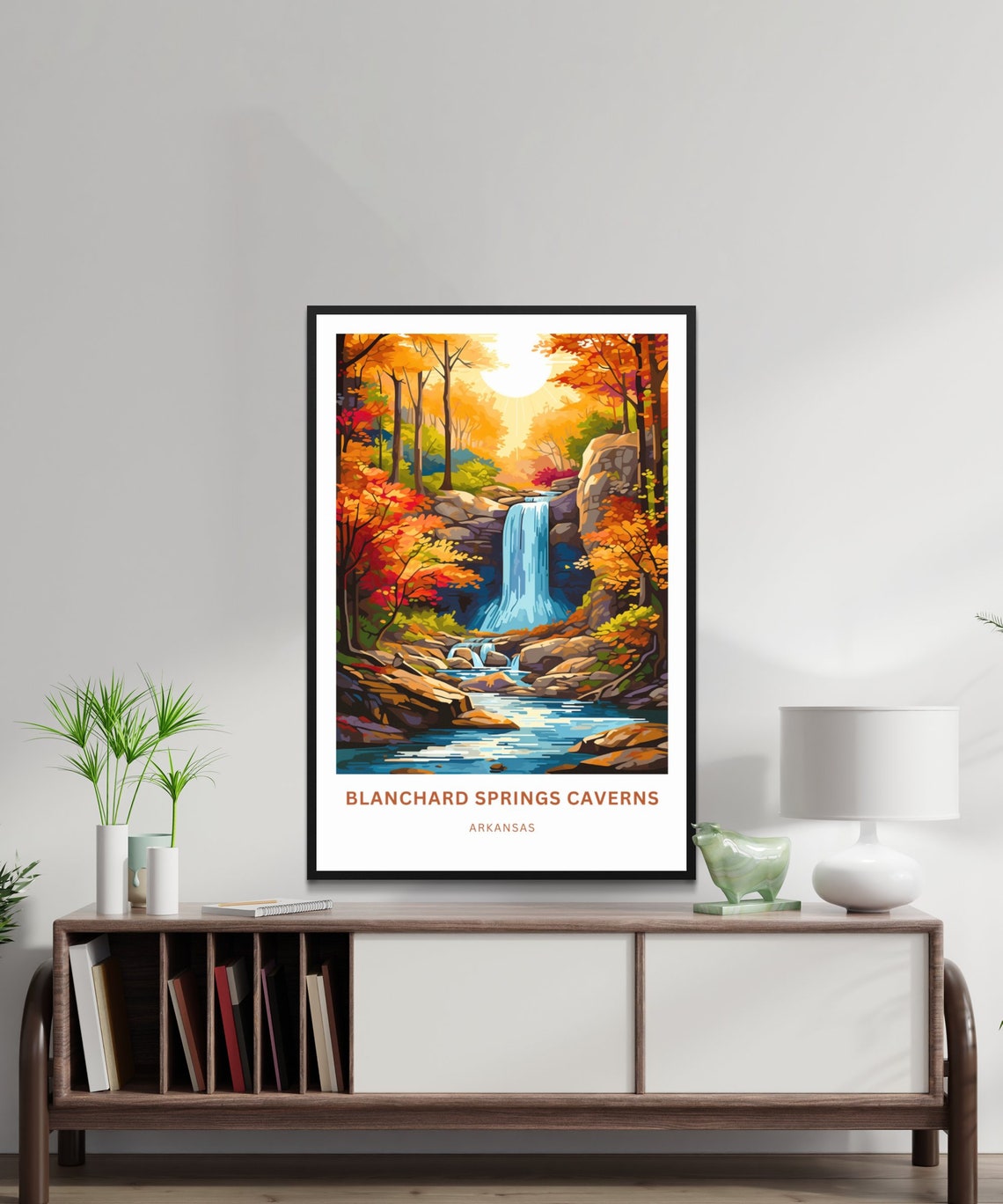 Personalized Blanchard Springs Caverns Arkansas Falls Travel Poster - Image 2
