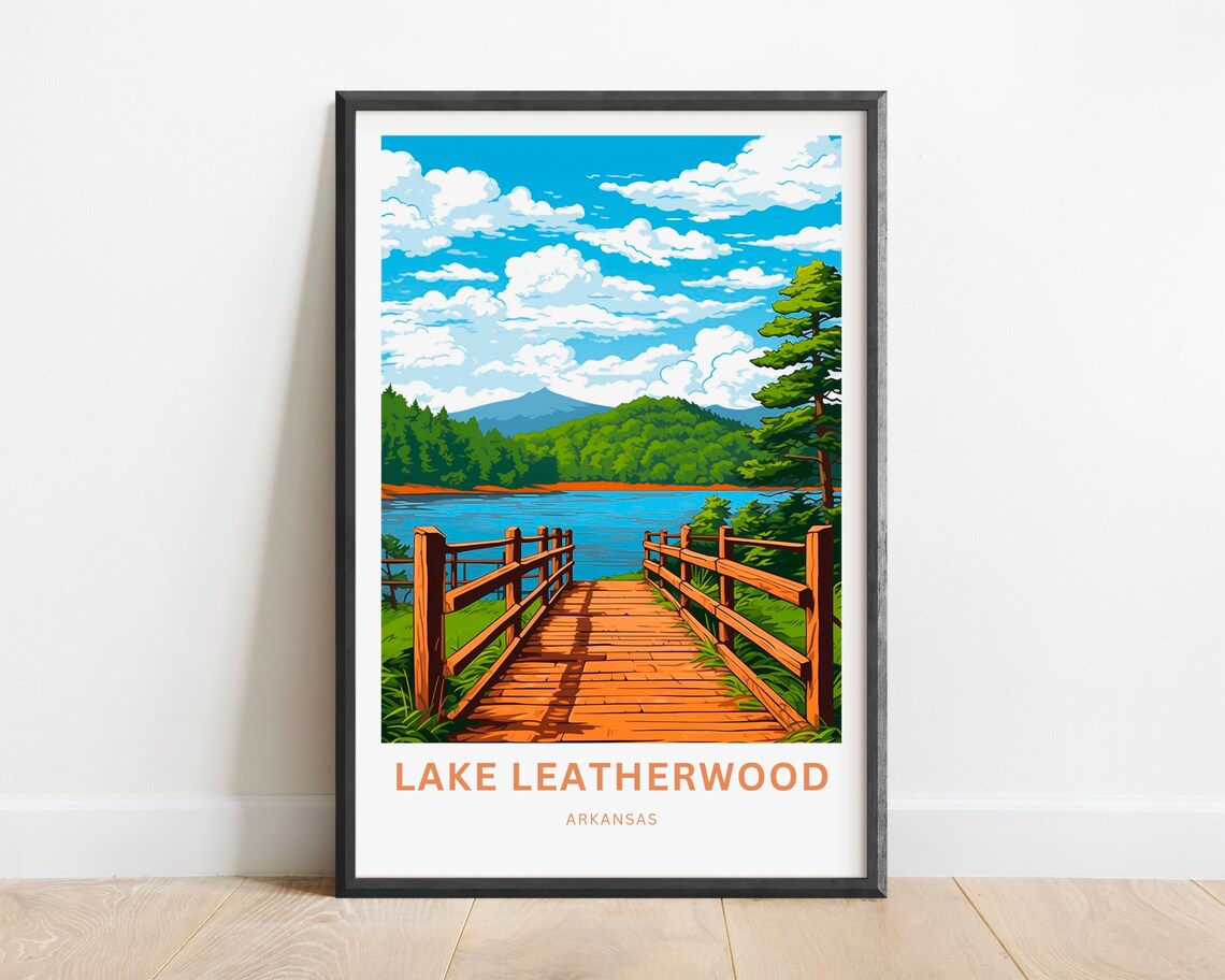 Lake Leatherwood Arkansas Boardwalk Over the Lake Travel Poster