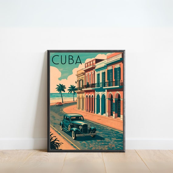 Vintage Travel Poster Print Caribbean Wall Art Framed Gift Present