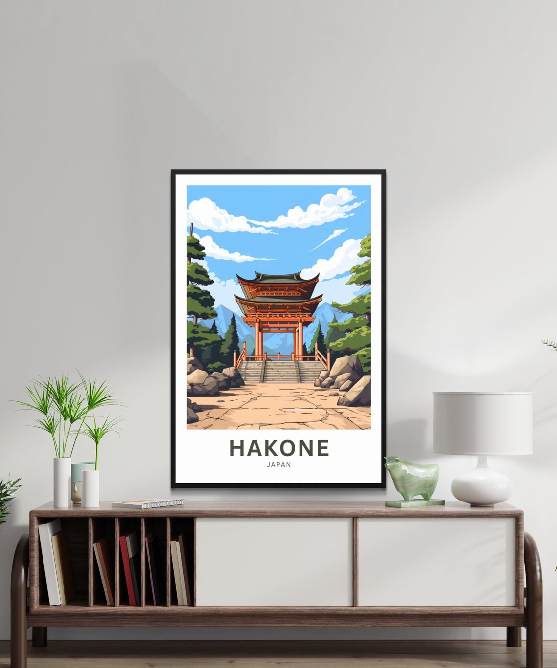 Hakone Japan Red Temple Gate Mountain View Personalized Poster - Image 2
