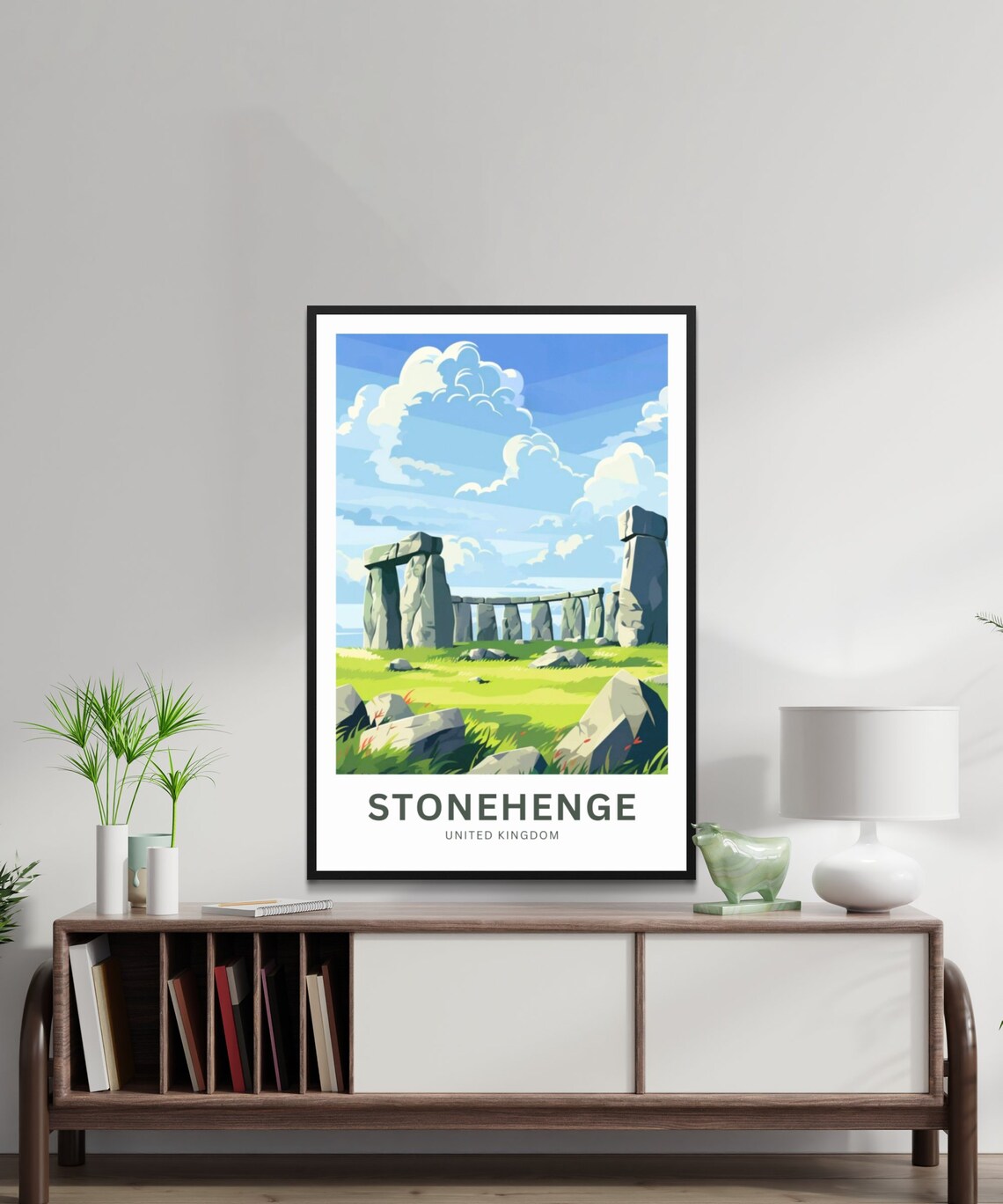 Stonehenge United Kingdom Green Meadows Custom Text Travel Poster - Image 2