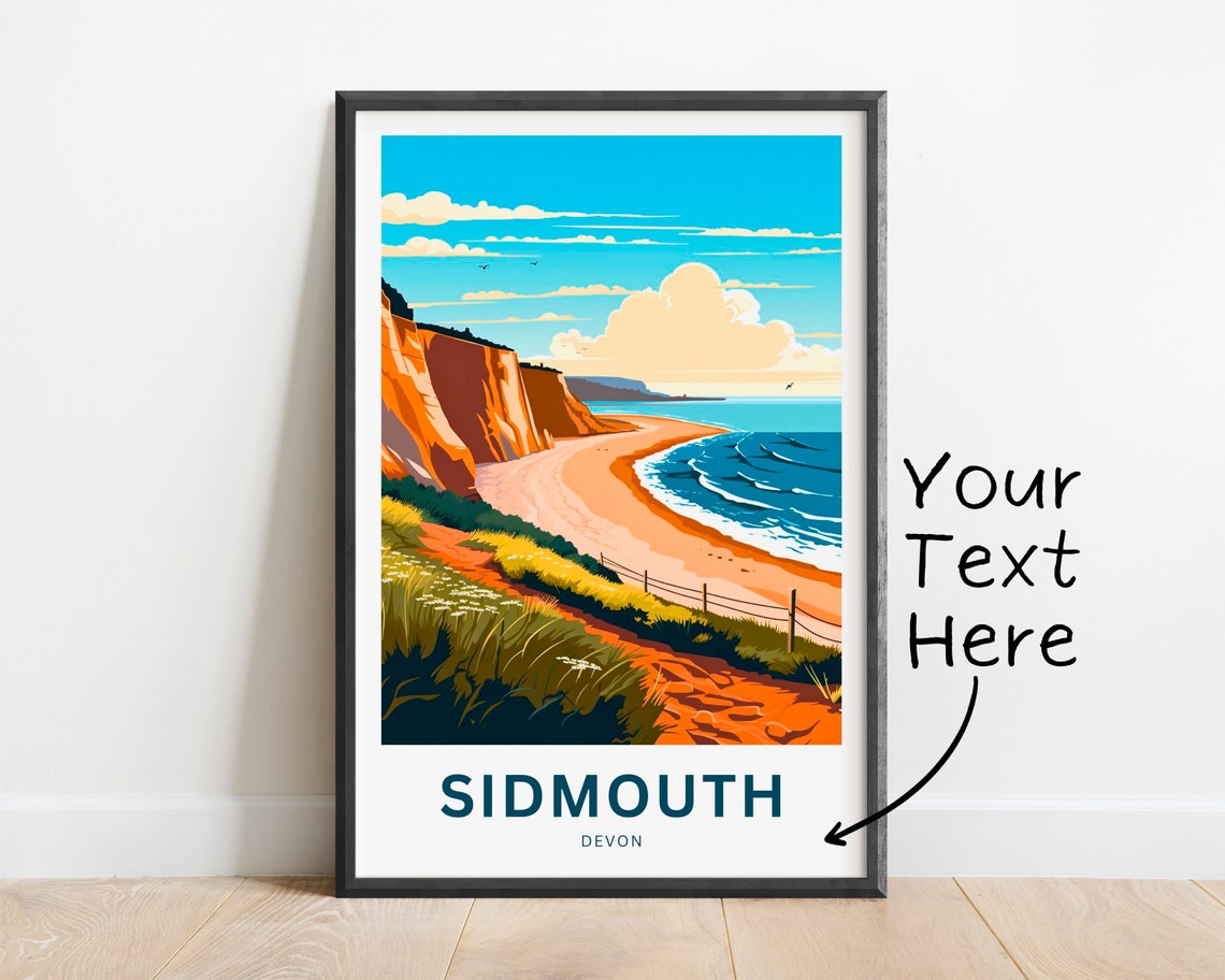 Personalized Sidmouth Devon Cliff Top Coastal Path Beach Poster
