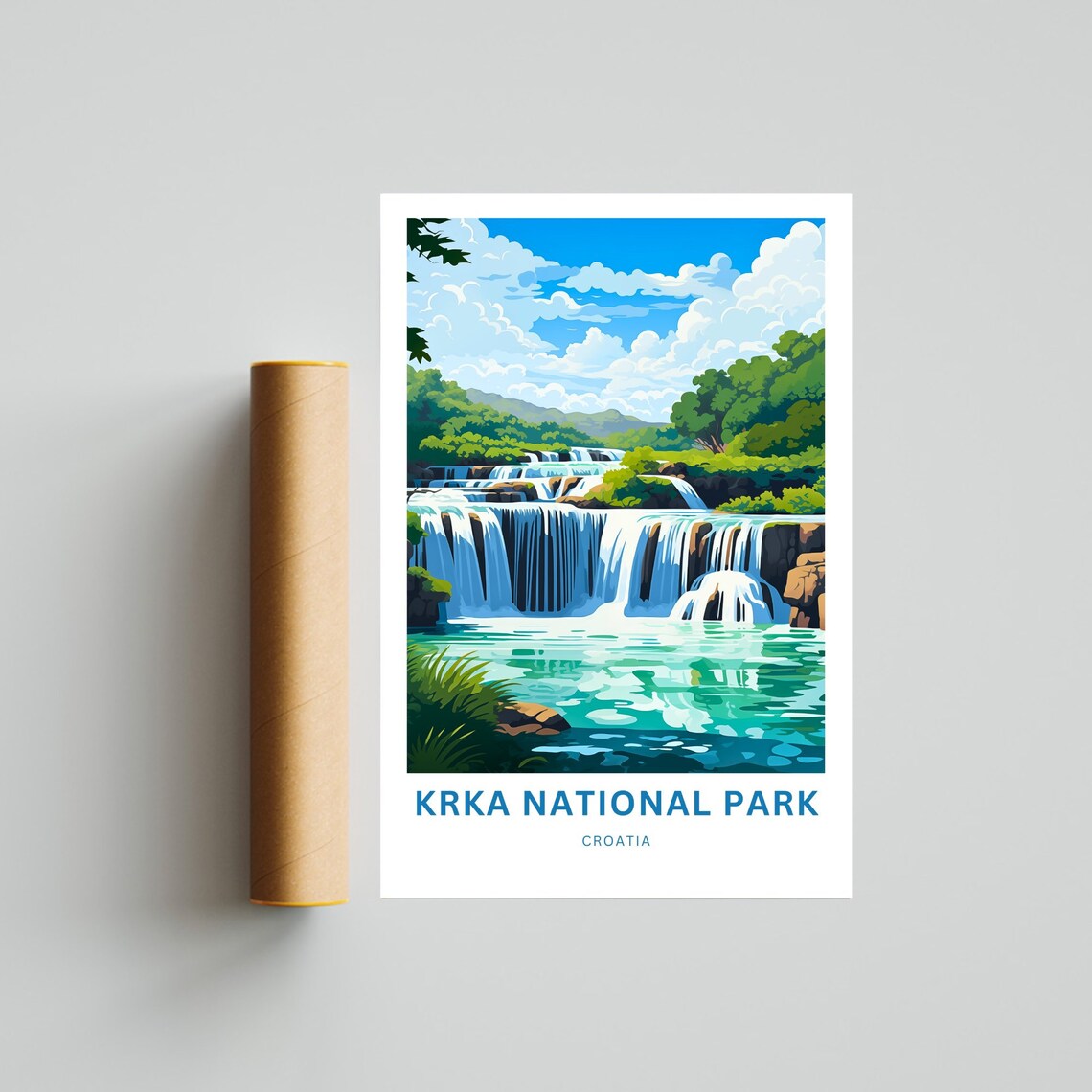 Krka National Park Croatia Turquoise Cascading Waterfalls Poster - Image 4