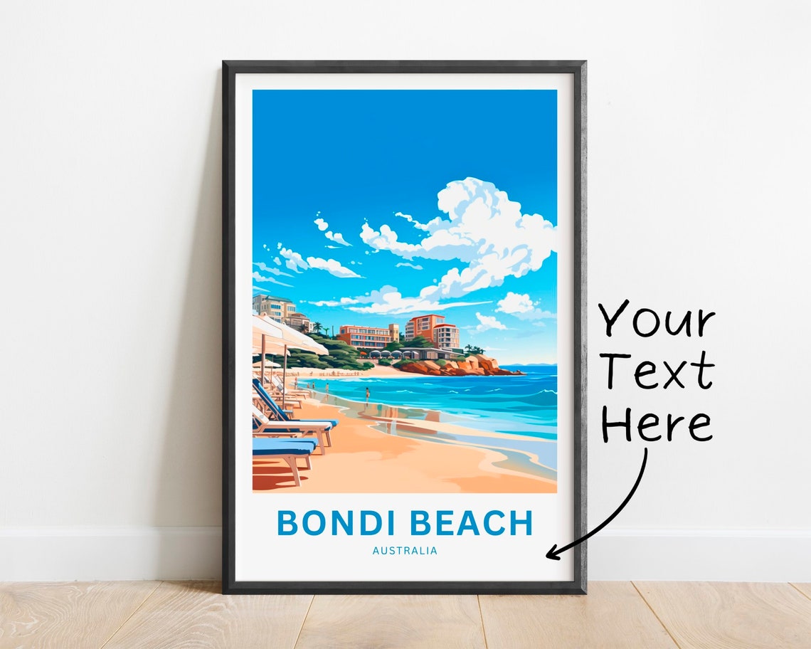 Bondi Beach Australia Deck Chairs Resort View Custom Text Poster