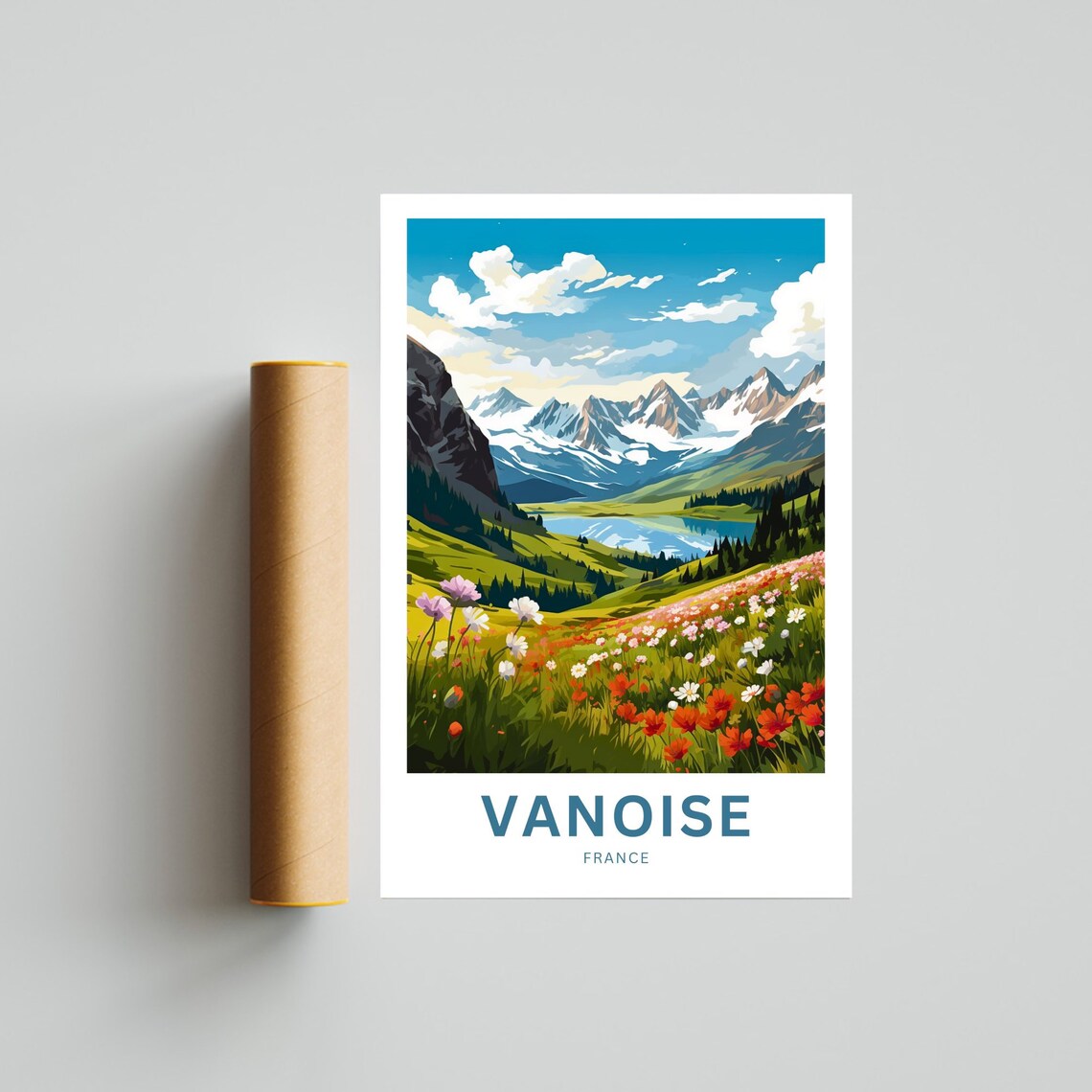 Vanoise France Wildflower Hillside Personalized Travel Poster - Image 4