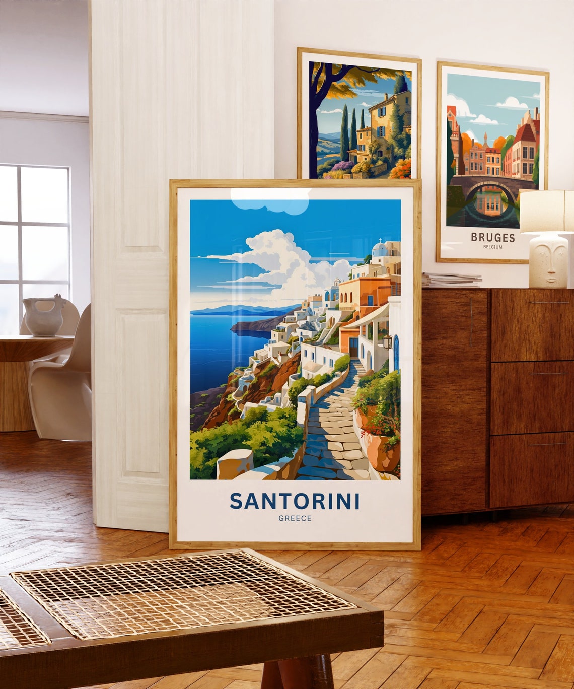 Santorini Greece Custom Cliffside Village Sea View Travel Poster - Image 5