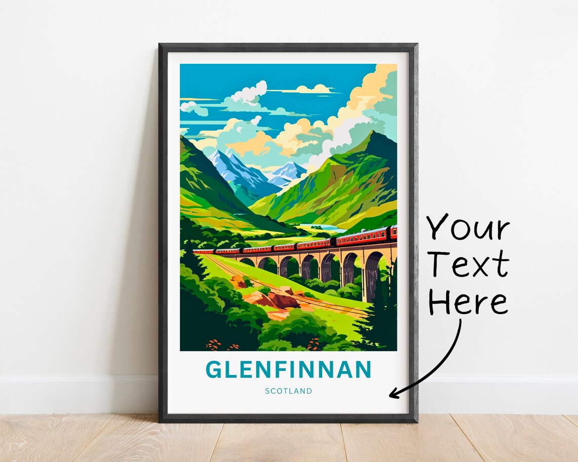 Glenfinnan Viaduct Scotland Steam Train Vintage Travel Poster
