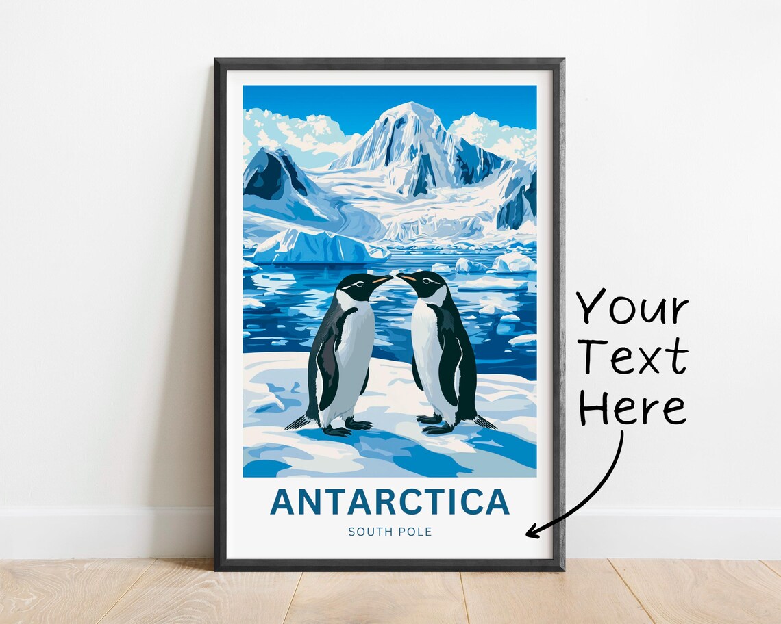 Antarctica South Pole Pair of Gentoo Penguins on Ice Floe Poster - Image 2