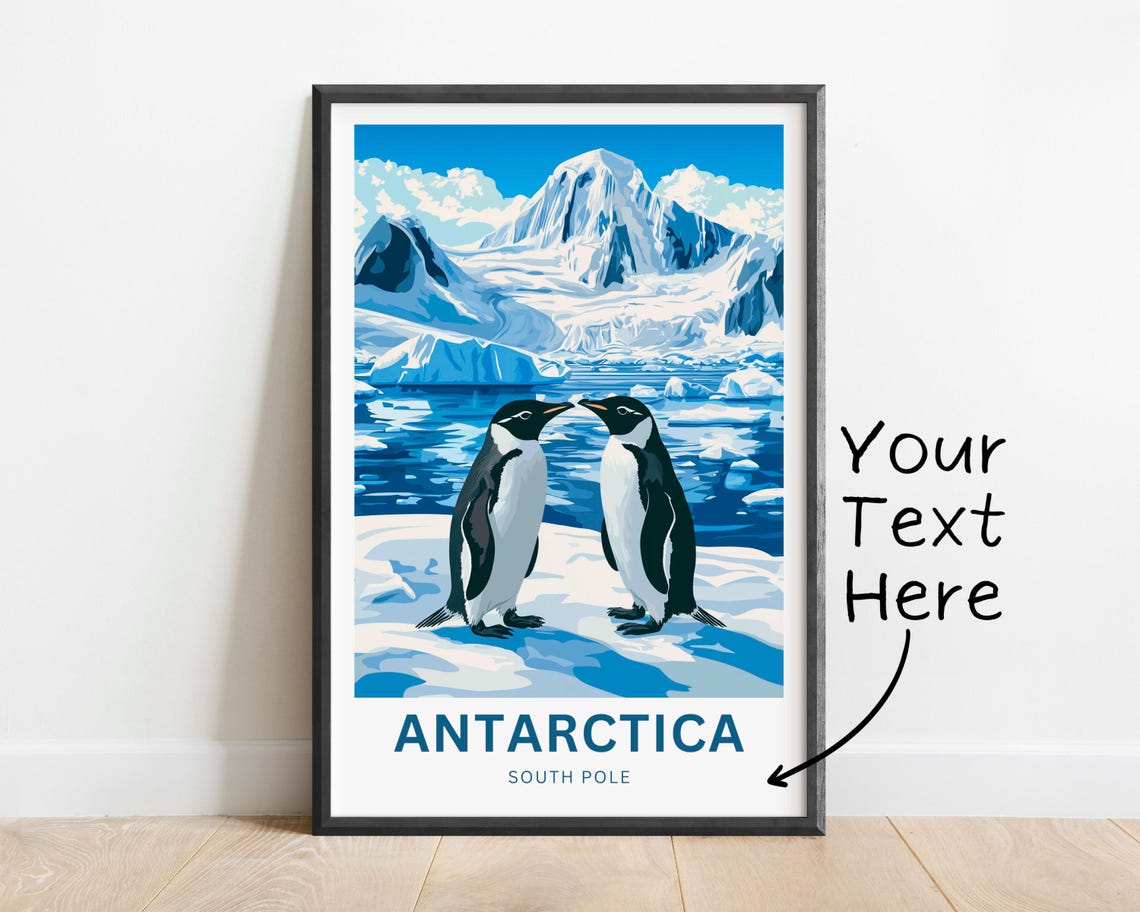Personalized Antarctica South Pole Gentoo Penguin Pair Ice Poster
