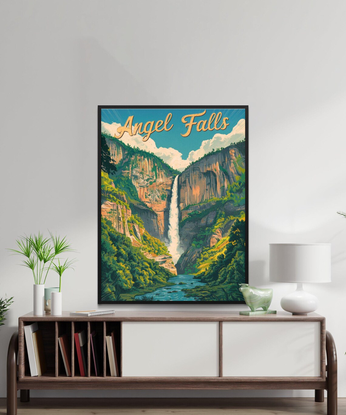 Angel Falls Venezuela Jungle Waterfall Vintage Travel Poster - Image 2