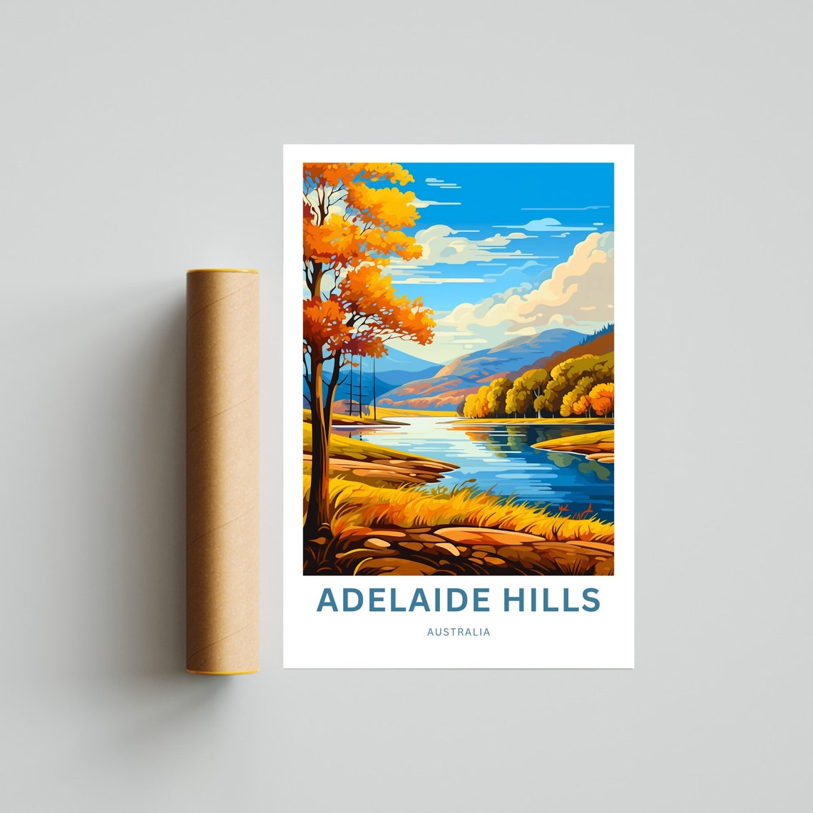 Personalized Adelaide Hills Australia Custom Text Travel Poster - Image 4