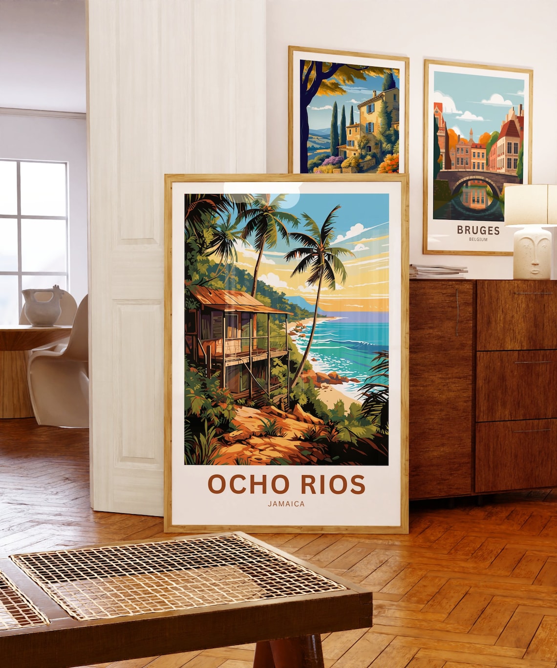 Ocho Rios Jamaica Cliffside Beach Hut Sunset Ocean Travel Poster - Image 5