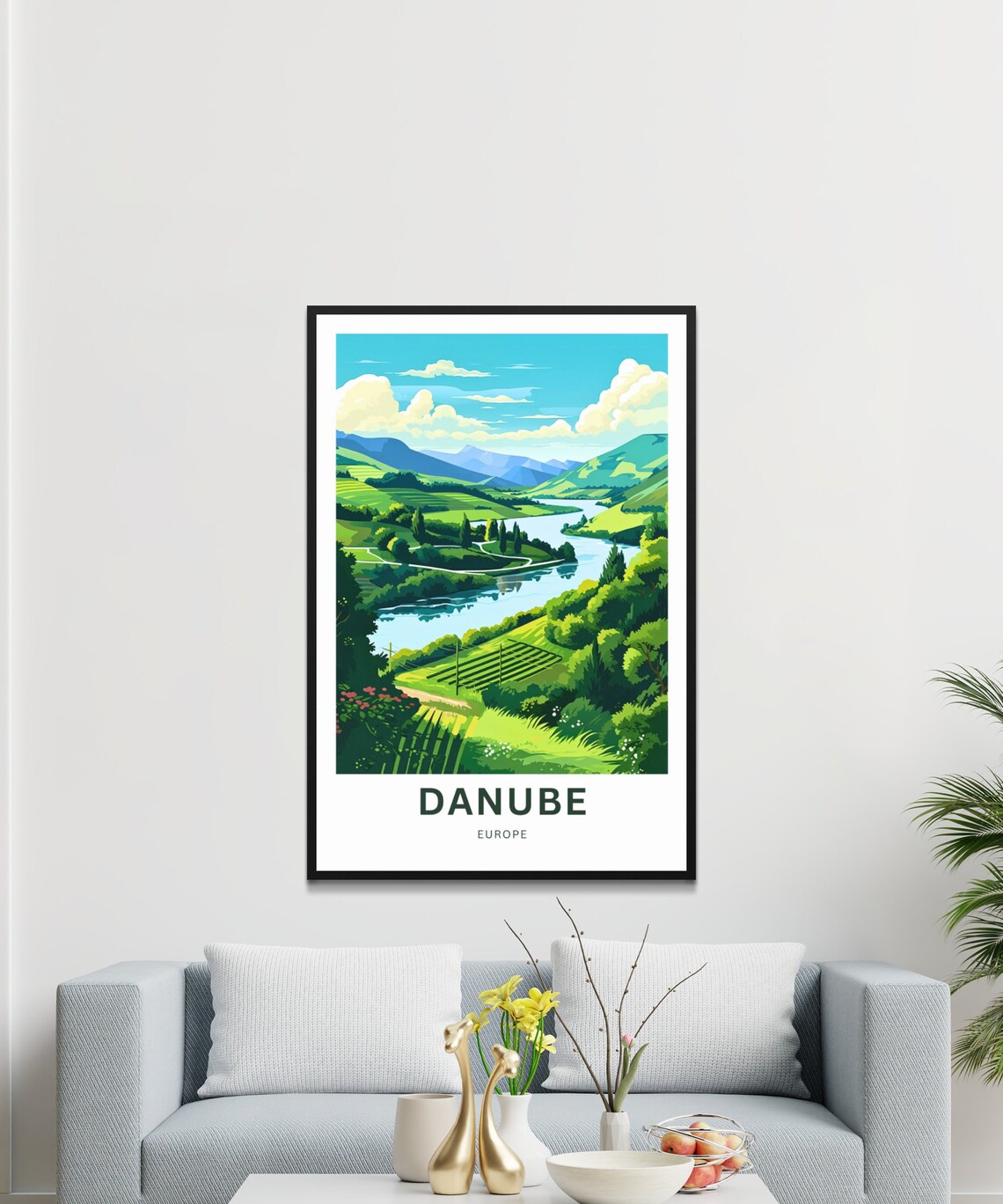 Danube Europe Vineyard Valley Custom Text Personalized Poster - Image 3