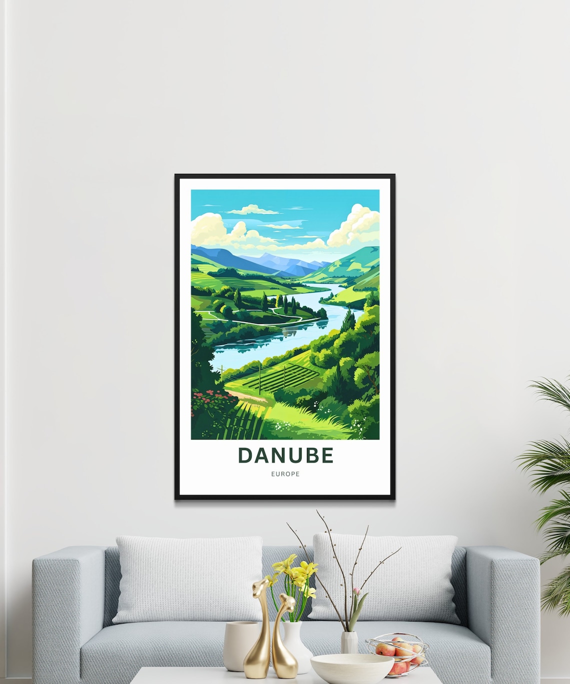 Danube Europe Vineyard Valley River Bend Vintage Travel Poster - Image 3