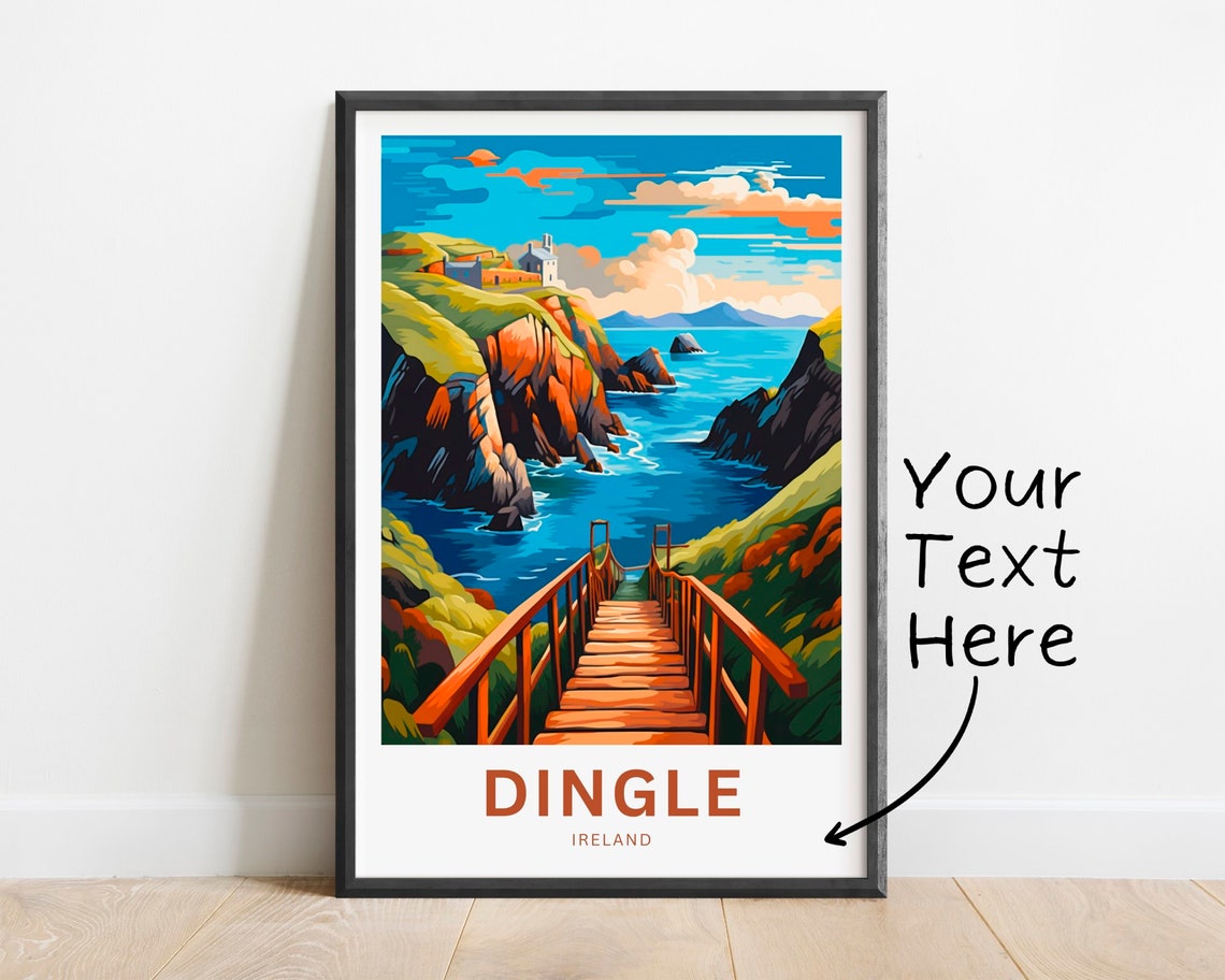 Dingle Ireland Coastal Cliffs Boardwalk Personalized Travel Poster