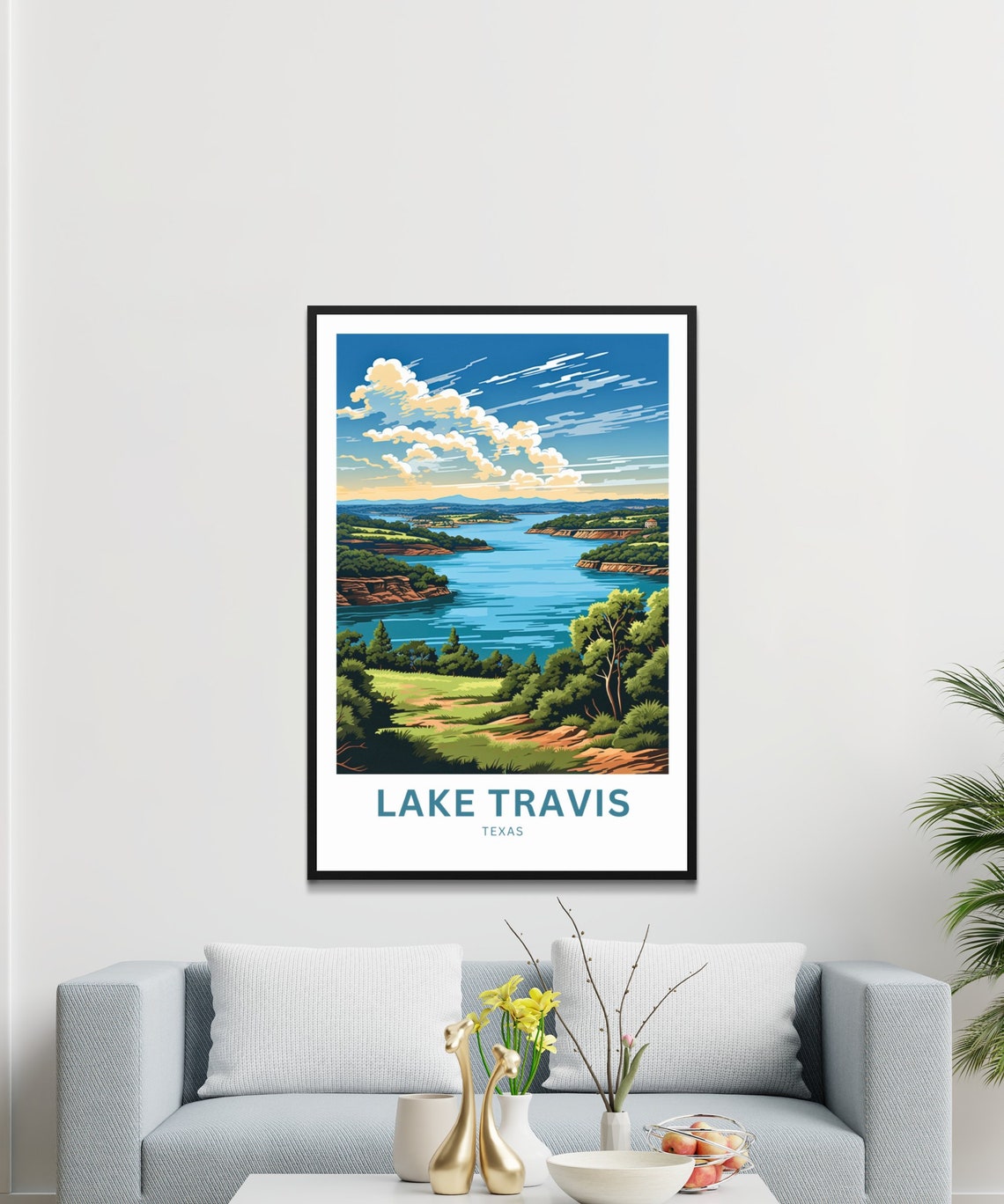 Lake Travis Texas Scenic Panoramic View Personalized Travel Poster - Image 2