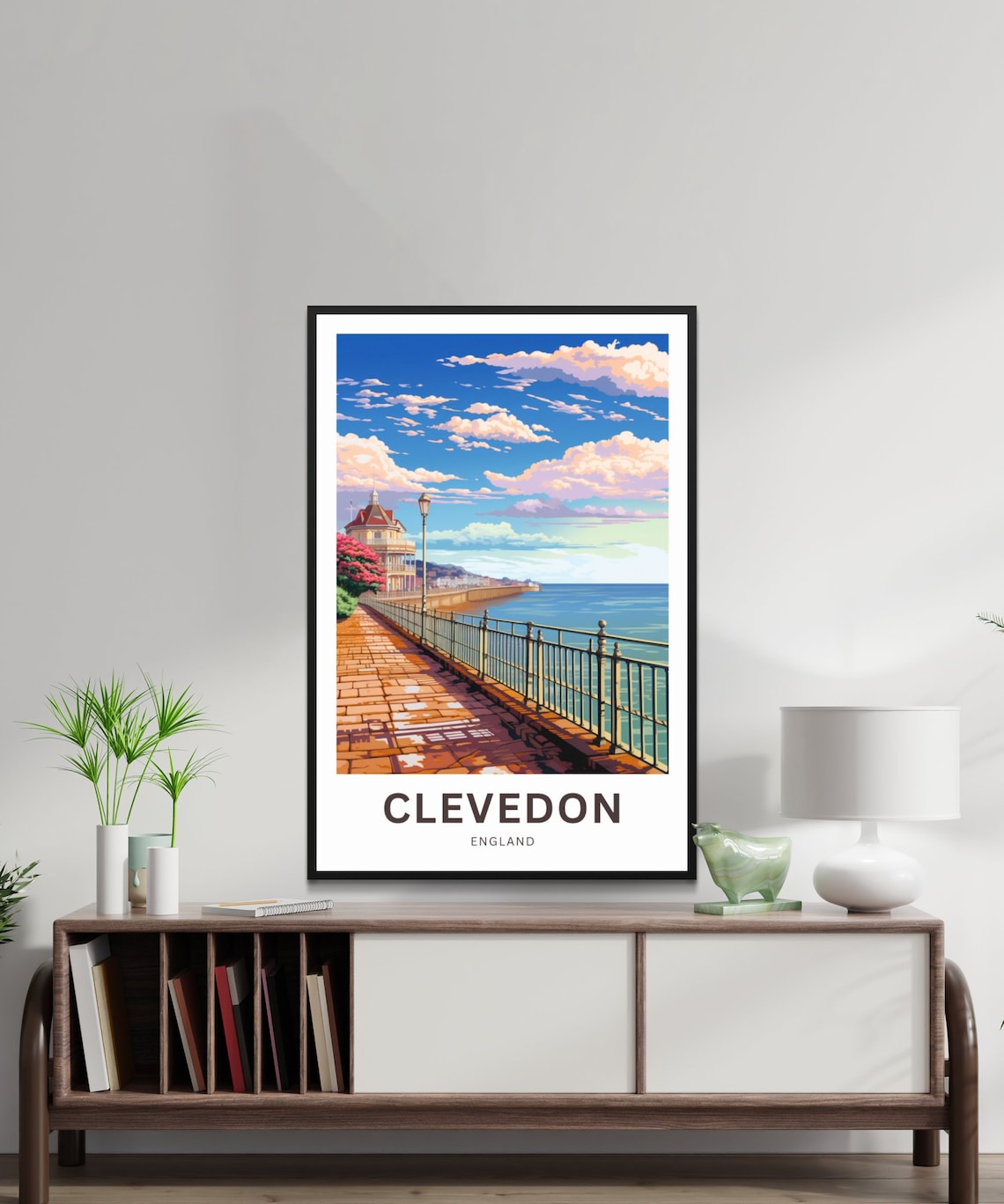 Clevedon England Seafront Promenade Pavilion Coastal Town Art Poster - Image 2