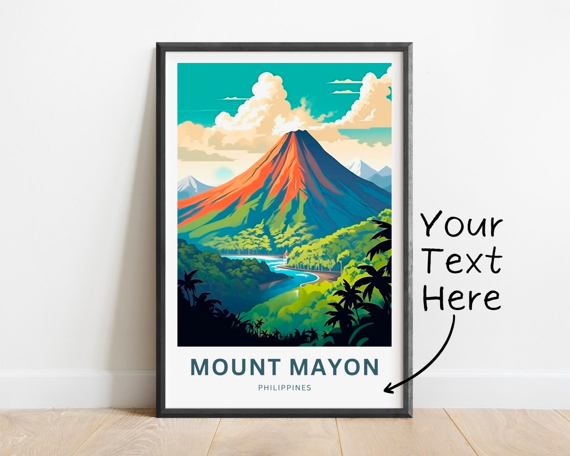 Personalized Mount Mayon Philippines Volcano Jungle Travel Poster