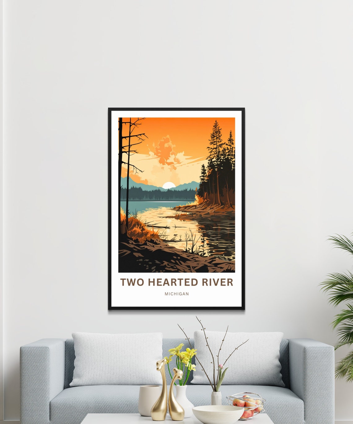 Personalized Two Hearted River Michigan Custom Vintage Travel Poster - Image 3