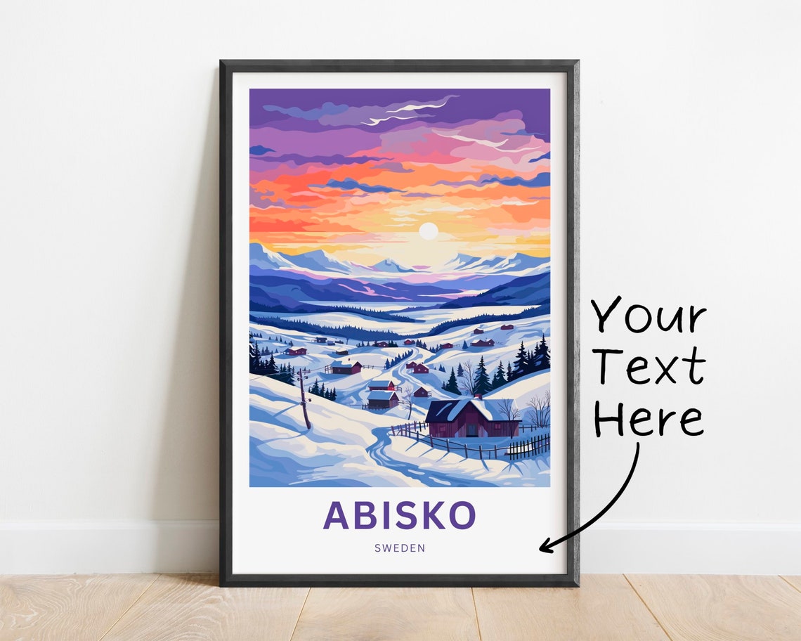 Abisko Sweden Arctic Winter Village Glowing Red Cabins Poster